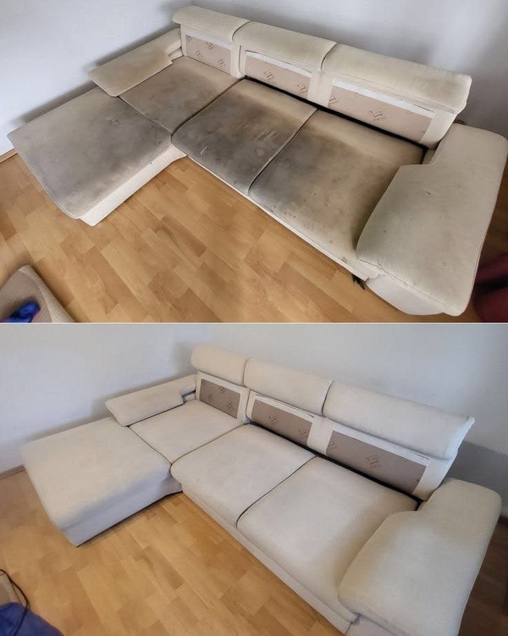 Limpieza de sofá antes y después a domicilio en Santiago de Compostela